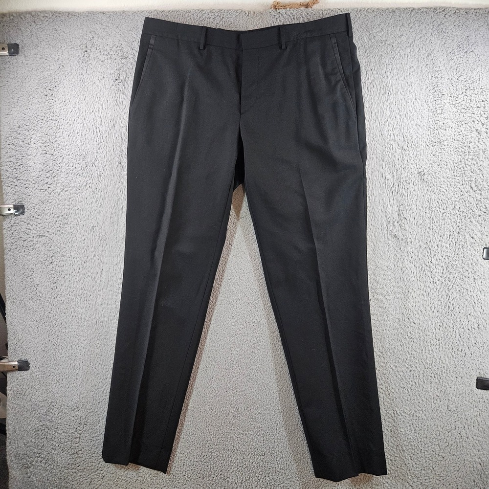 Prada Mens Black Virgin Wool Mohair Dress Pants Trousers Italy Size 54 36x32